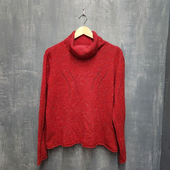 J Jill Tunic Sweater Turtleneck Size Large Red Boxy - Picture 1 of 12